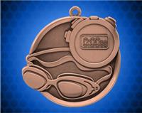 2 1/4 inch Bronze Swimming Mega Medal