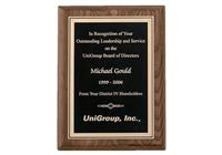9 x 12 inch Walnut Stained Piano-Finish Plaque w/ Black Textured Center