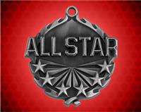 1 3/4 inch Silver All Star Wreath Medal