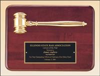 9 x 12 inch Metal Gavel Gold Electroplate Plaque