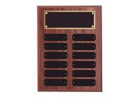 9 x 12" Walnut Perp. Plaque, Black w/Gold border header plate, black p. plates