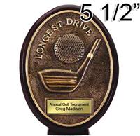 Longest Drive Oval Plate Golf Trophy