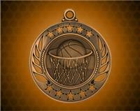2 1/4 inch Bronze Basketball Galaxy Medal