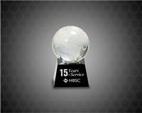 3 1/8 inch Crystal Globe on Black Base