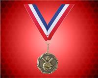 Gold Baseball Medal with a 7/8 x 32 inch Red, White, and Blue Ribbon