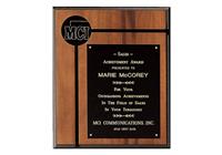 10 X 12 inch American Walnut Plaque with Solid Brass Plates