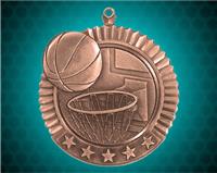 2 3/4 inch Bronze Basketball Star Medal