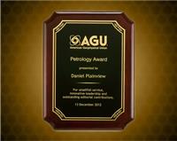 9 x 12 inch Rosewood Piano-Finish Plaque with Gold Florentine Leaf Design