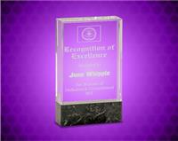 3 x 5 Inch Clear Fusion Crystal Award With Genuine Black Marble Base