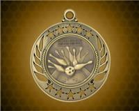 2 1/4 inch Gold Bowling Galaxy Medal