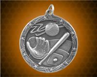 2 1/2 inch Silver Baseball Shooting Star Medal