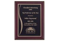 9 x 12 inch Rosewood Piano-Finish Plaque with Black Brass Engraving Plate