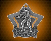 2 1/4 inch Silver Wrestling Star Medal