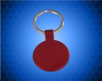 1 1/2" Red Round Metal Key Chain