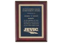 9 x 12 inch Sapphire Rosewood Piano-Finish Plaque with Florentine Design