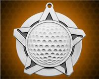 2 1/4 inch Silver Golf Super Star Medal