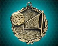 1 3/4 inch Gold Volleyball Wreath Medal