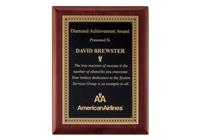 10 1/2 x 13 inch Rosewood Piano-Finish Plaque with Black Brass Engraving Plate