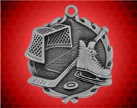 1 3/4 inch Silver Hockey Wreath Medal