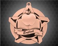 2 1/4 inch Bronze English Super Star Medal