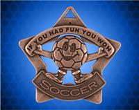 2 1/4 inch Bronze "If you had fun you won" Soccer Star Medal