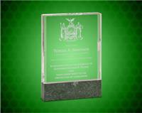 5 x 7 Inch Clear Fusion Crystal Award With Genuine Green Marble Base