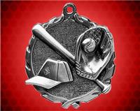 1 3/4 inch Silver Baseball Wreath Medal
