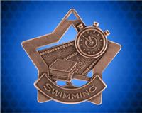 2 1//4 inch Bronze Swimming Star Medal