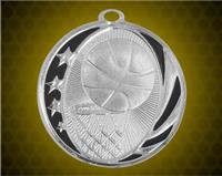 2 inch Silver Basketball Laserable MidNite Star Medal