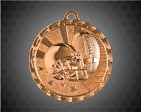 2 Inch Bronze Football Bright Medal