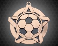 2 1/4 inch Bronze Soccer Super Star Medal