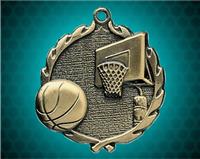 1 3/4 inch Gold Basketball Wreath Medal
