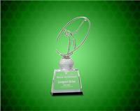 10 inch Clear/Black Crystal Golf Award with Silver Metal Oval Figure
