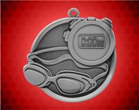 2 1/4 inch Silver Swimming Mega Medal
