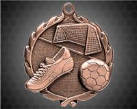 1 3/4 inch Bronze Soccer Wreath Medal