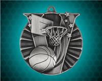 2 inch Silver Basketball Victory medal