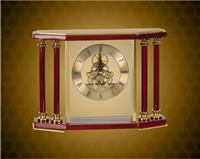 7 1/4 inch Rosewood/Gold Executive 4 Pillar Piano Finish Clock