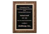 7 x 9 inch Walnut Stained Piano-Finish Plaque w/ Black Textured Center