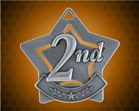 2 1/4 inch Silver 2nd place Star Medal 