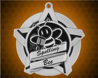 2 1/4 inch Silver Spelling Bee Super Star Medal