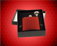 6 oz. Gloss Red Stainless Steel Flask Gift Set with Presentation Box