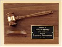 9 x 12 inch American Walnut Plaque with Wooden Gavel