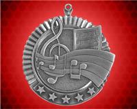 2 3/4 inch Silver Music Star Medal