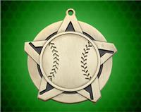 2 1/4 inch Gold Baseball Super Star Medal
