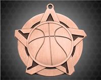 2 1/4 inch Bronze Basketball Super Star Medal