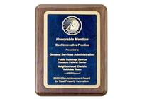 9" x 12" Walnut Stained Piano-Finish Plaque with Sapphire Marble Center