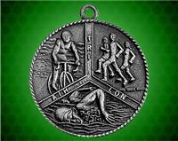 1 1/2 inch Silver Triathlon Die Cast Medal