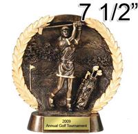 Female Golf High Relief Wreath Trophy