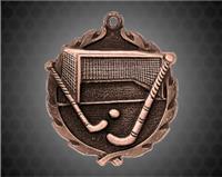 1 3/4 inch Bronze Field Hockey Wreath Medal