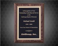 7 x 9 inch Walnut Stained Piano-Finish Plaque w/ Black Textured Center